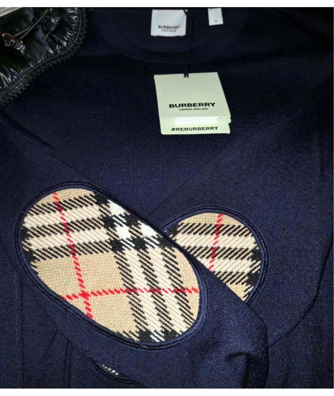 BURBERRY Темно-синий шерстяной джемпер / свитер, фото 3