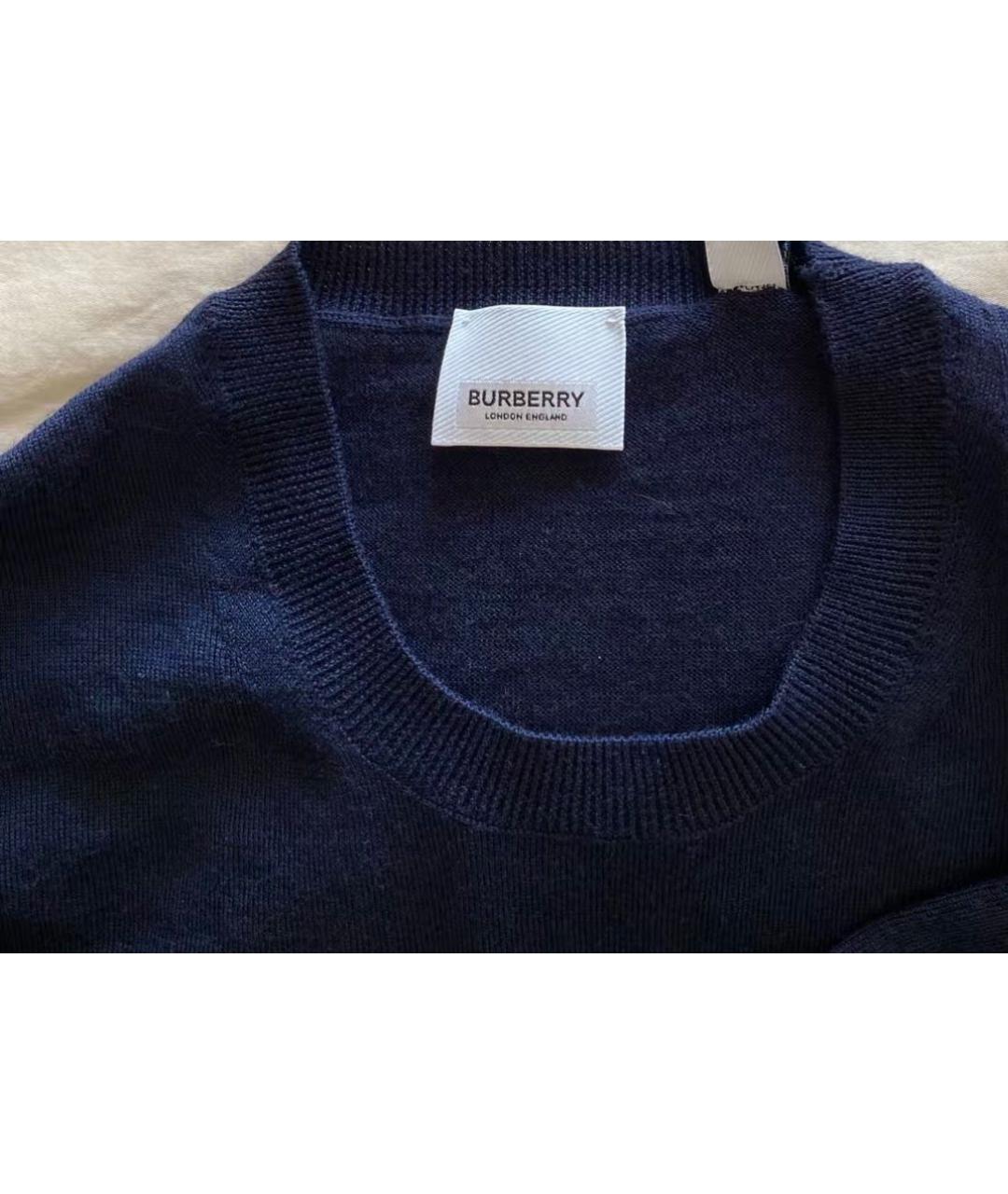BURBERRY Темно-синий шерстяной джемпер / свитер, фото 7