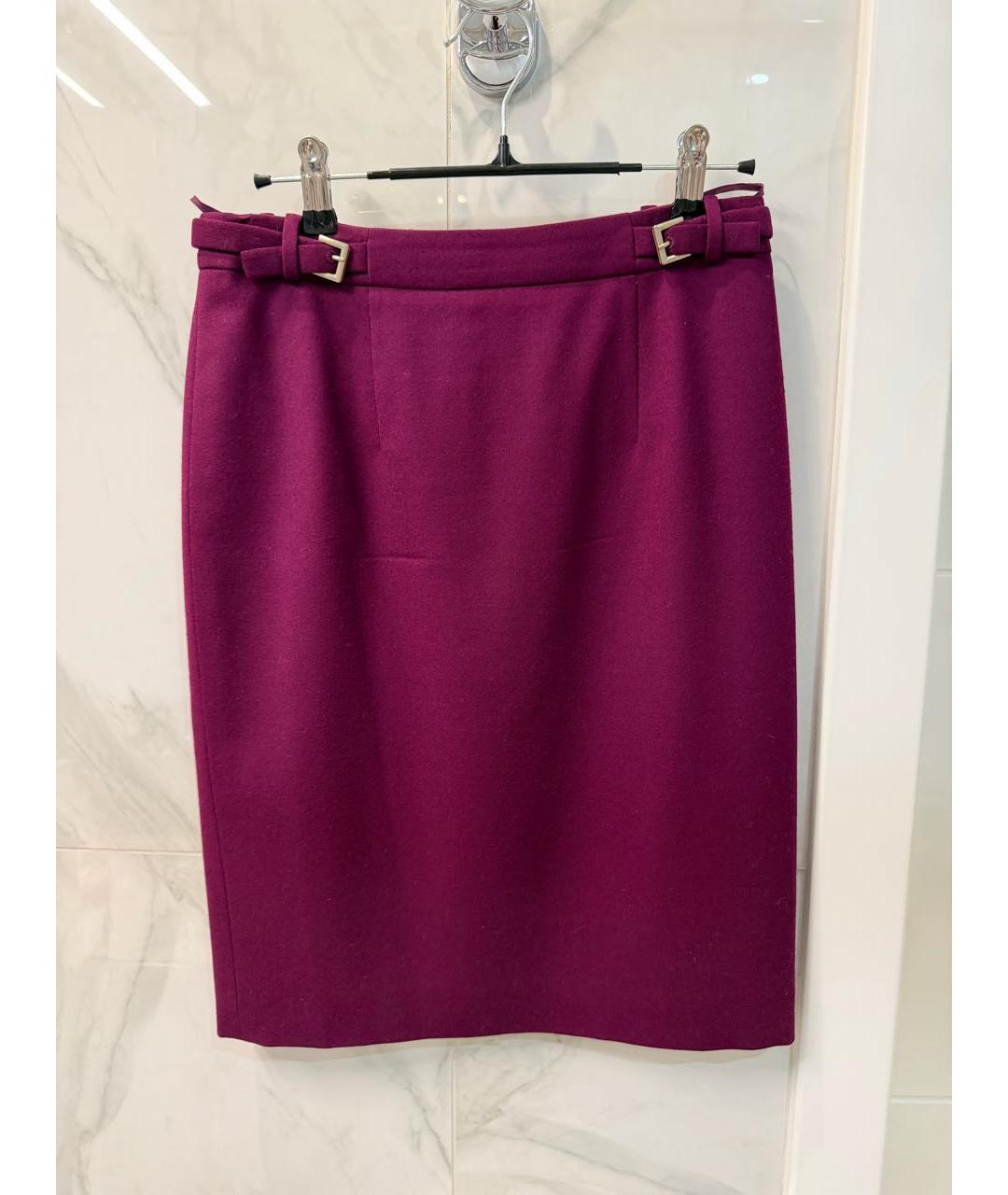 HUGO BOSS Бордовая шерстяная юбка миди, фото 9