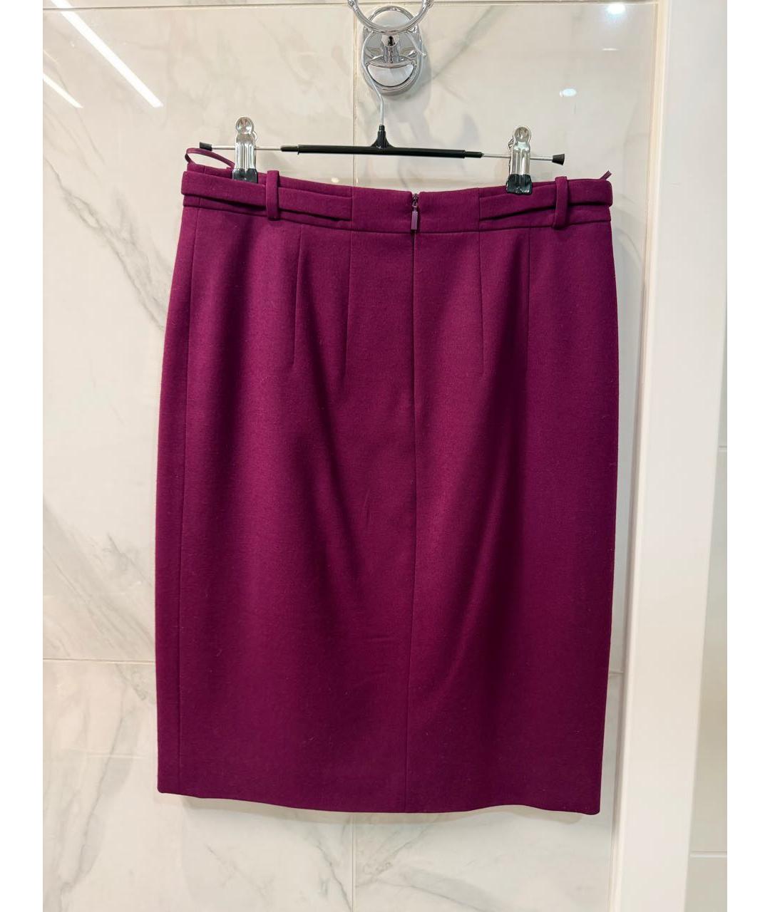 HUGO BOSS Бордовая шерстяная юбка миди, фото 2