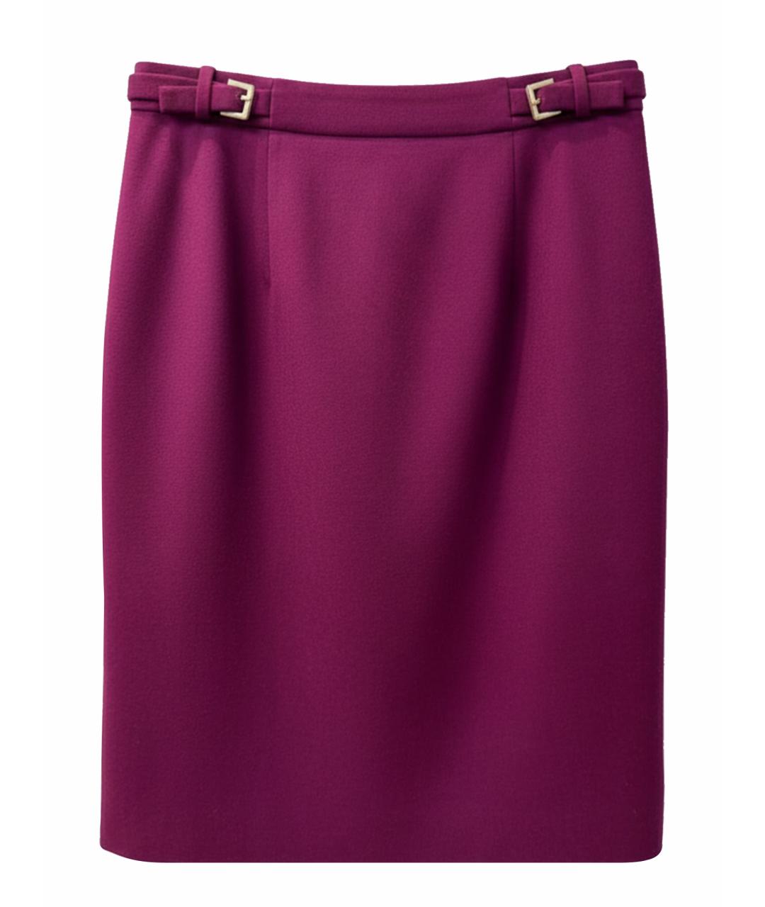 HUGO BOSS Бордовая шерстяная юбка миди, фото 1