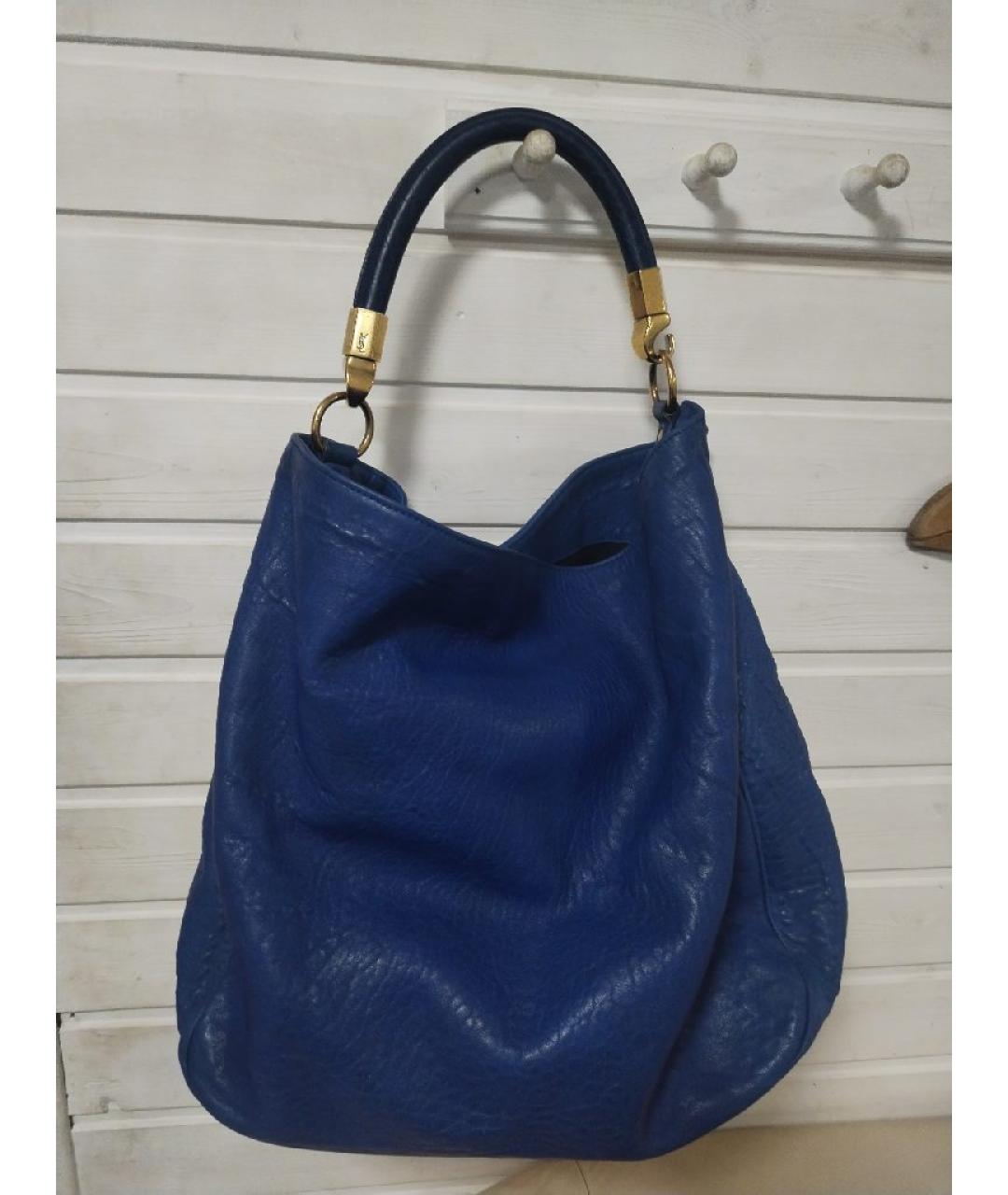 YVES SAINT LAURENT VINTAGE Синяя кожаная сумка через плечо, фото 8