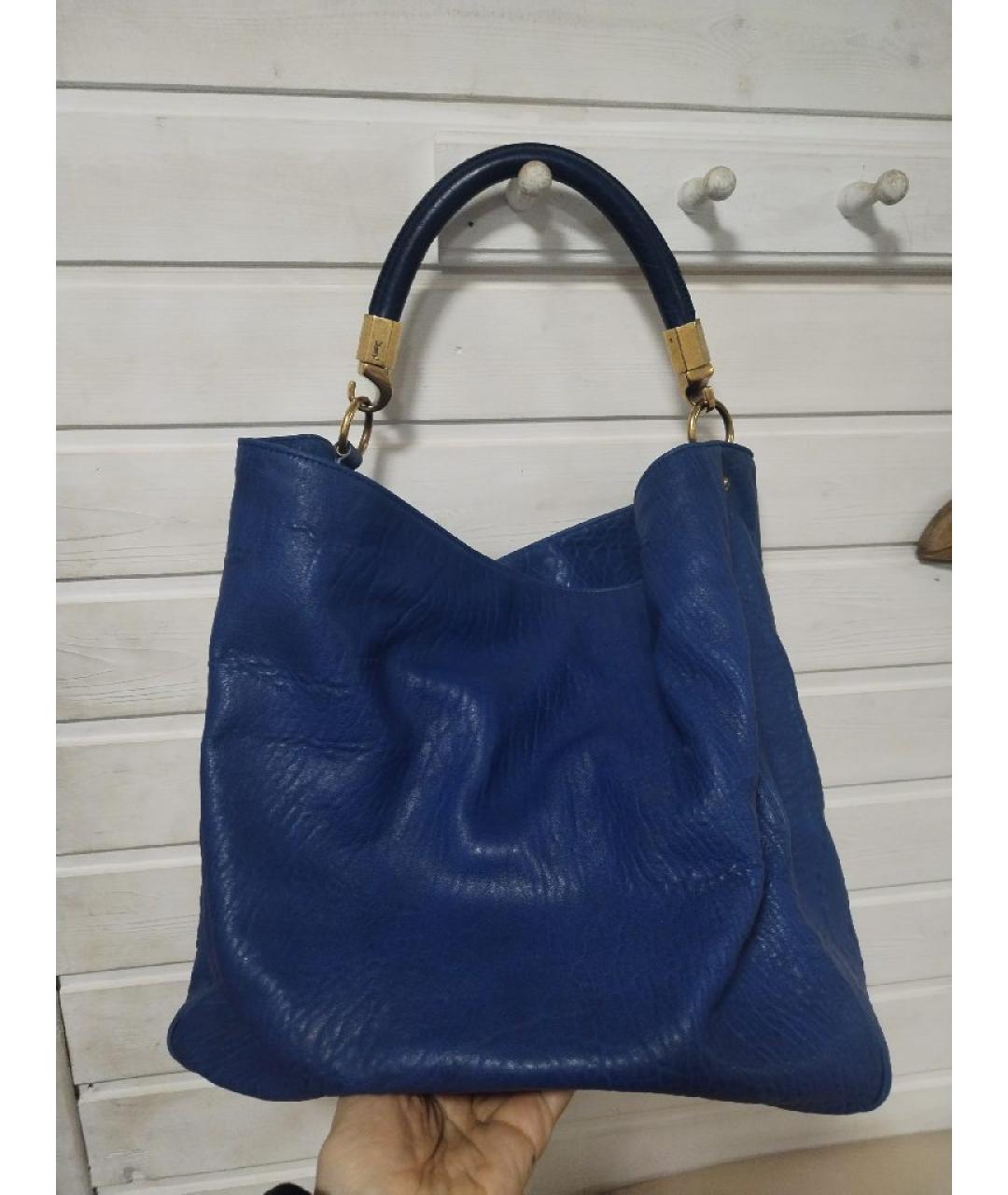 YVES SAINT LAURENT VINTAGE Синяя кожаная сумка через плечо, фото 3