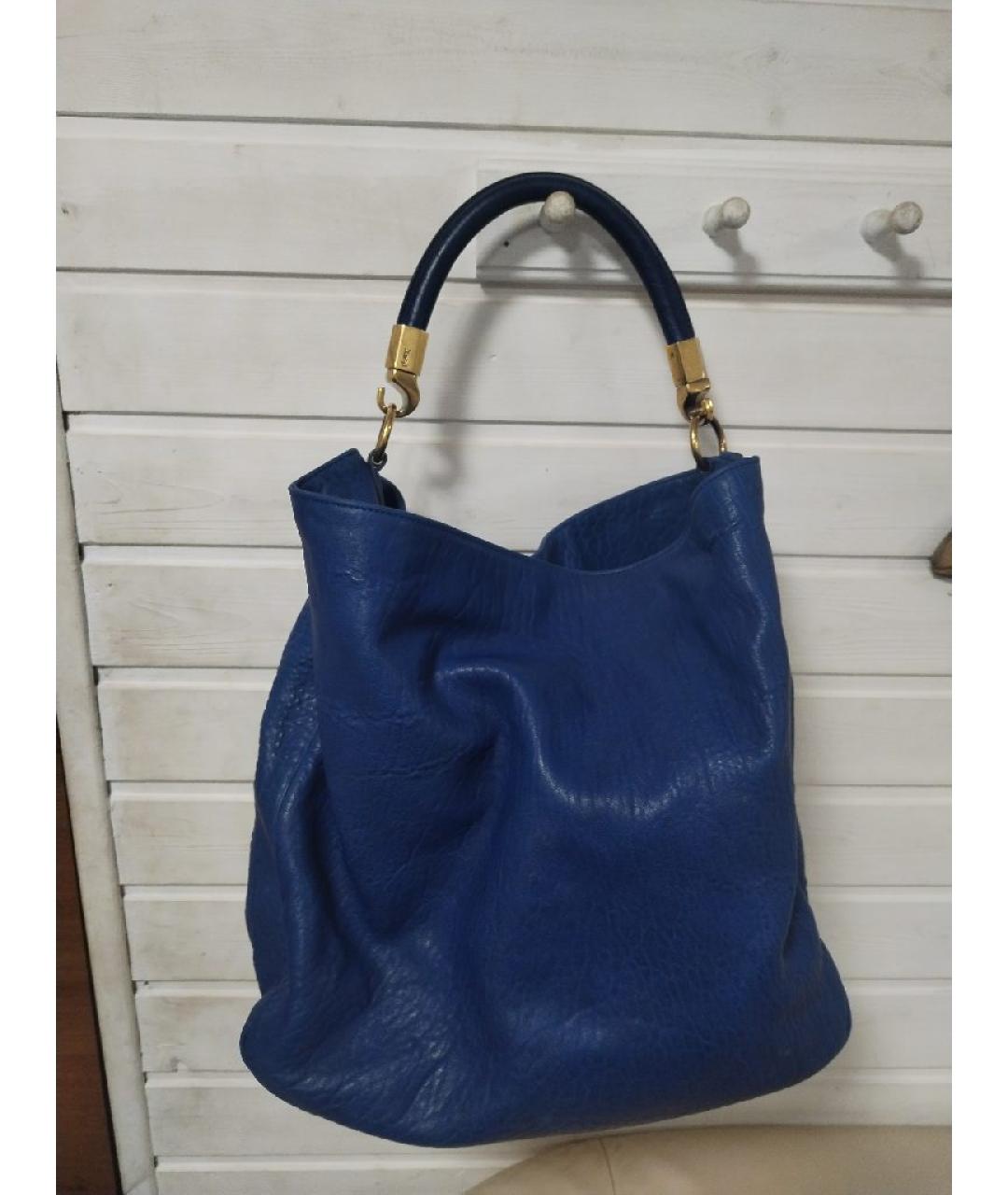 YVES SAINT LAURENT VINTAGE Синяя кожаная сумка через плечо, фото 2