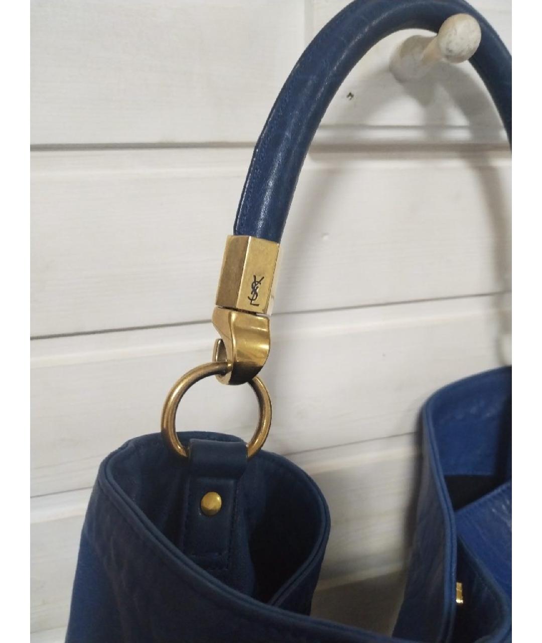 YVES SAINT LAURENT VINTAGE Синяя кожаная сумка через плечо, фото 5