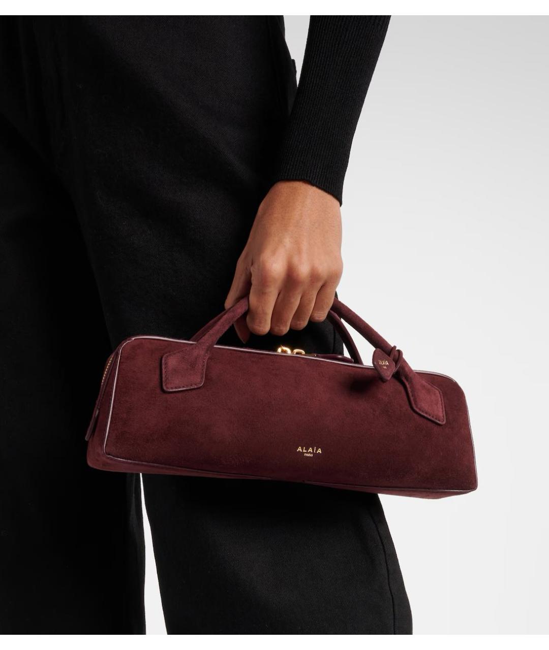 ALAIA Бордовая замшевая сумка с короткими ручками, фото 8