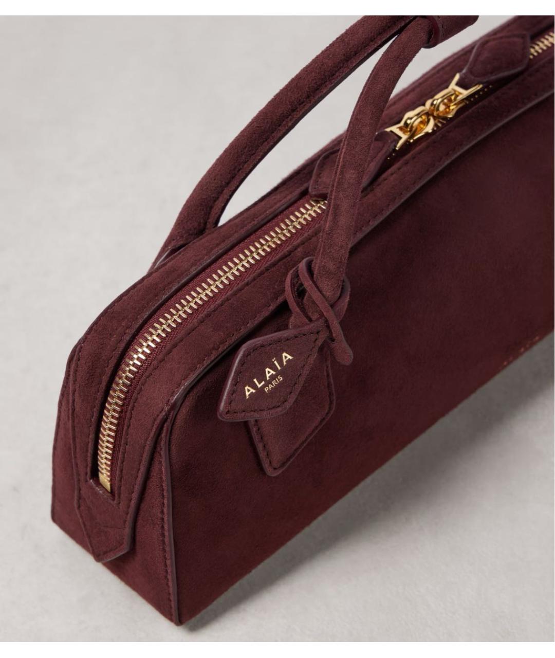 ALAIA Бордовая замшевая сумка с короткими ручками, фото 5