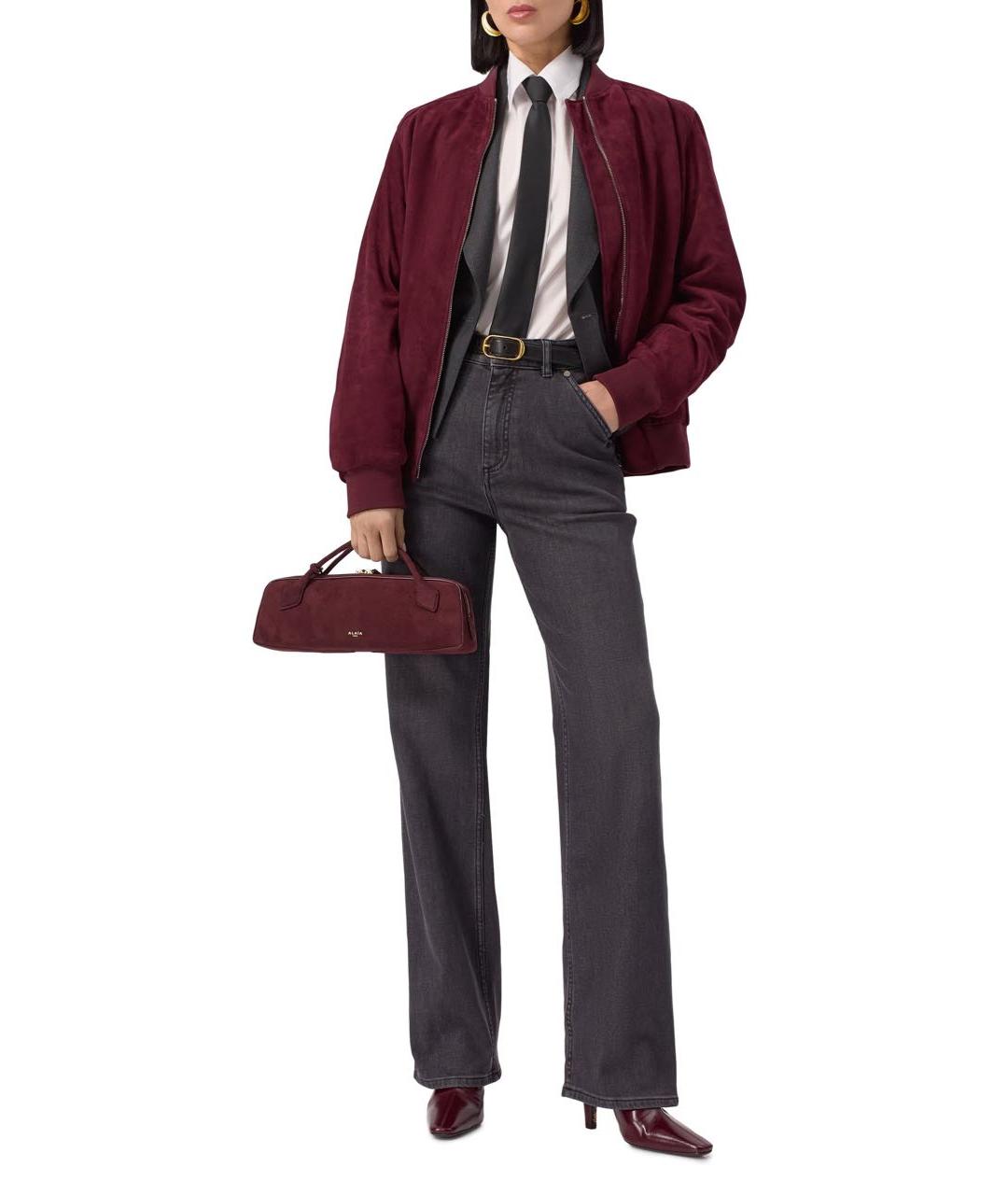 ALAIA Бордовая замшевая сумка с короткими ручками, фото 2