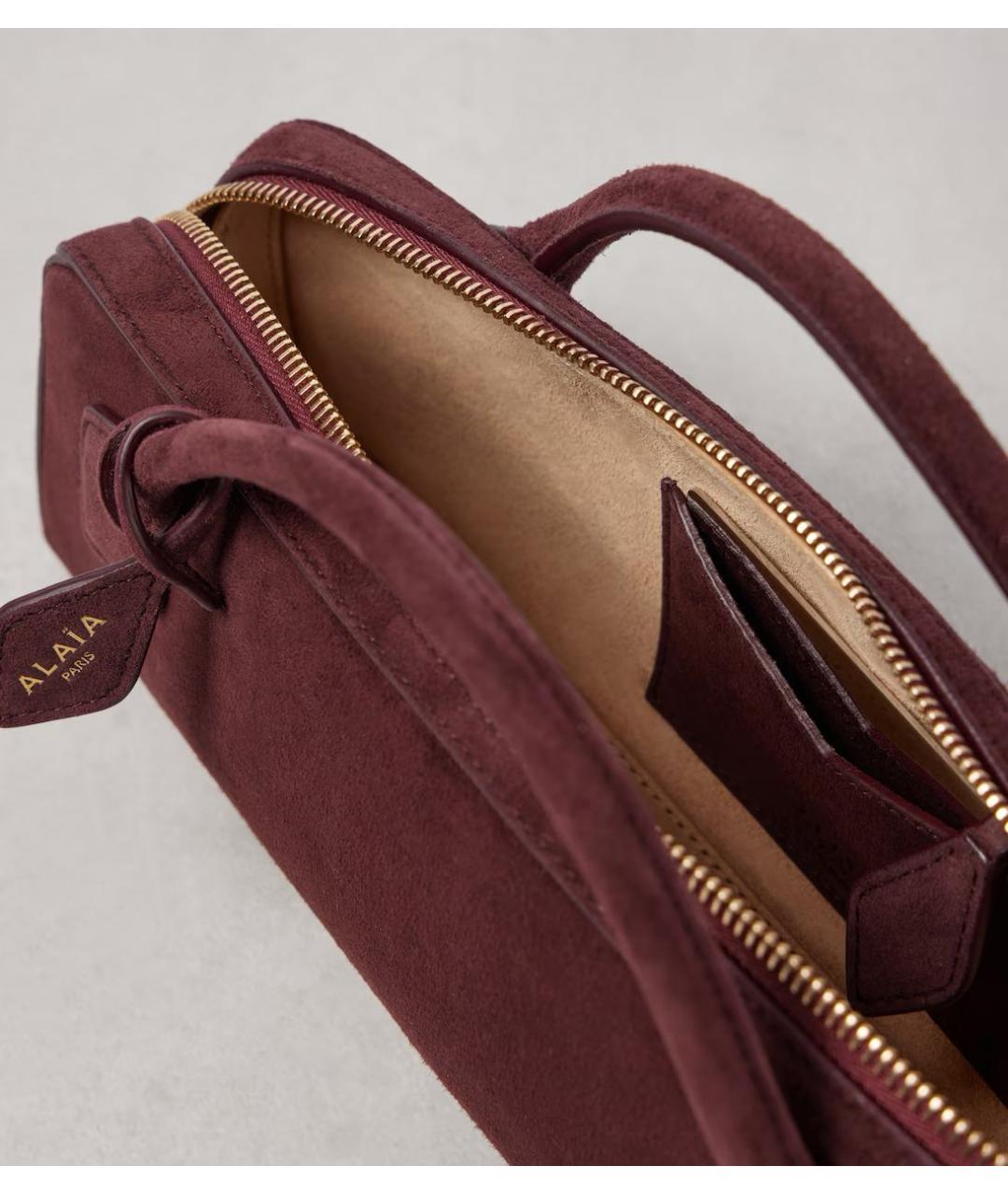 ALAIA Бордовая замшевая сумка с короткими ручками, фото 4