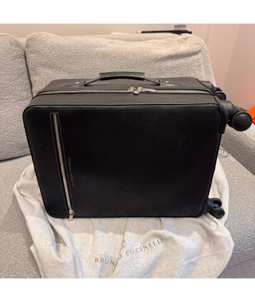 BRUNELLO CUCINELLI Коричневый кожаный чемодан, фото 6