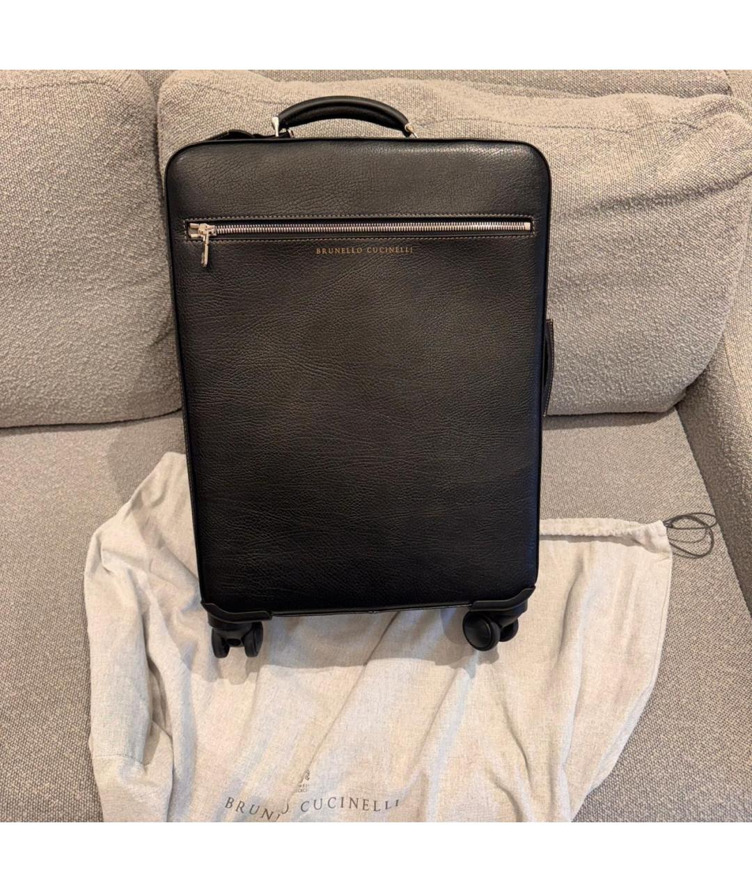 BRUNELLO CUCINELLI Коричневый кожаный чемодан, фото 7