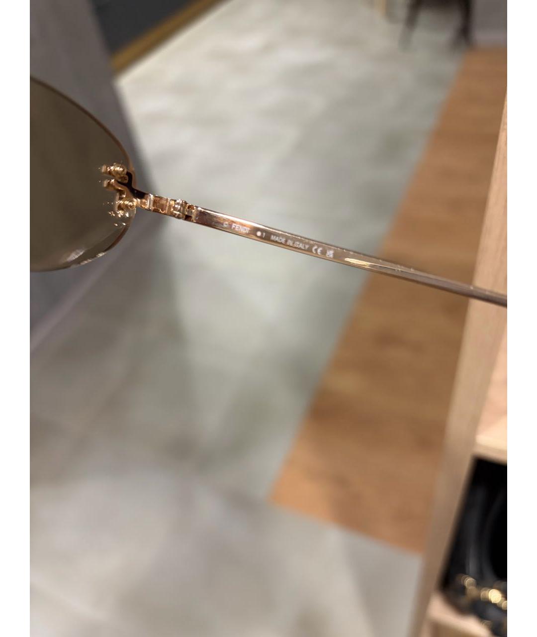 FENDI Розовые металлические солнцезащитные очки, фото 5
