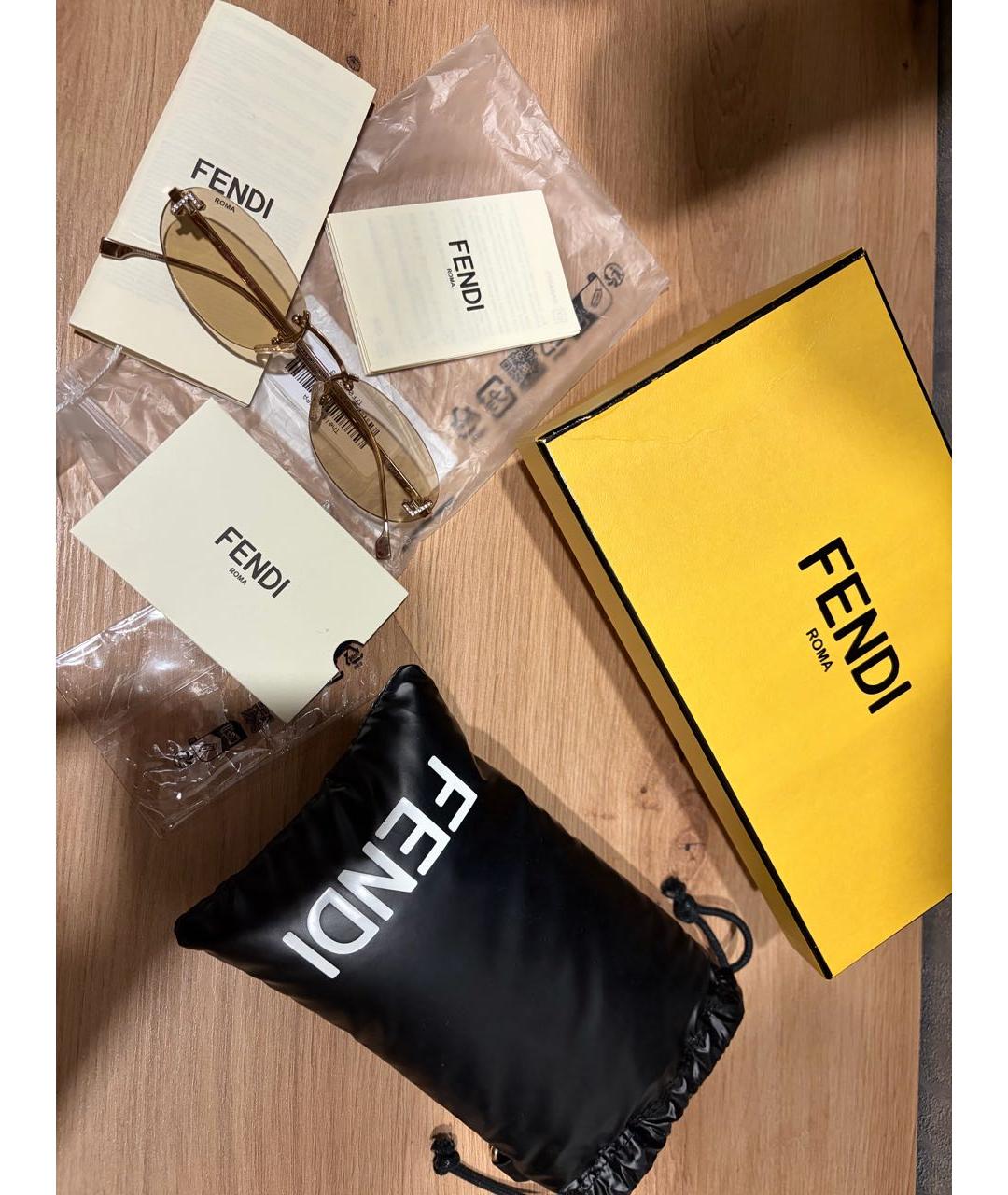 FENDI Розовые металлические солнцезащитные очки, фото 4