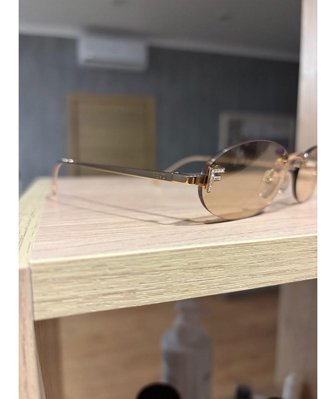 FENDI Розовые металлические солнцезащитные очки, фото 3