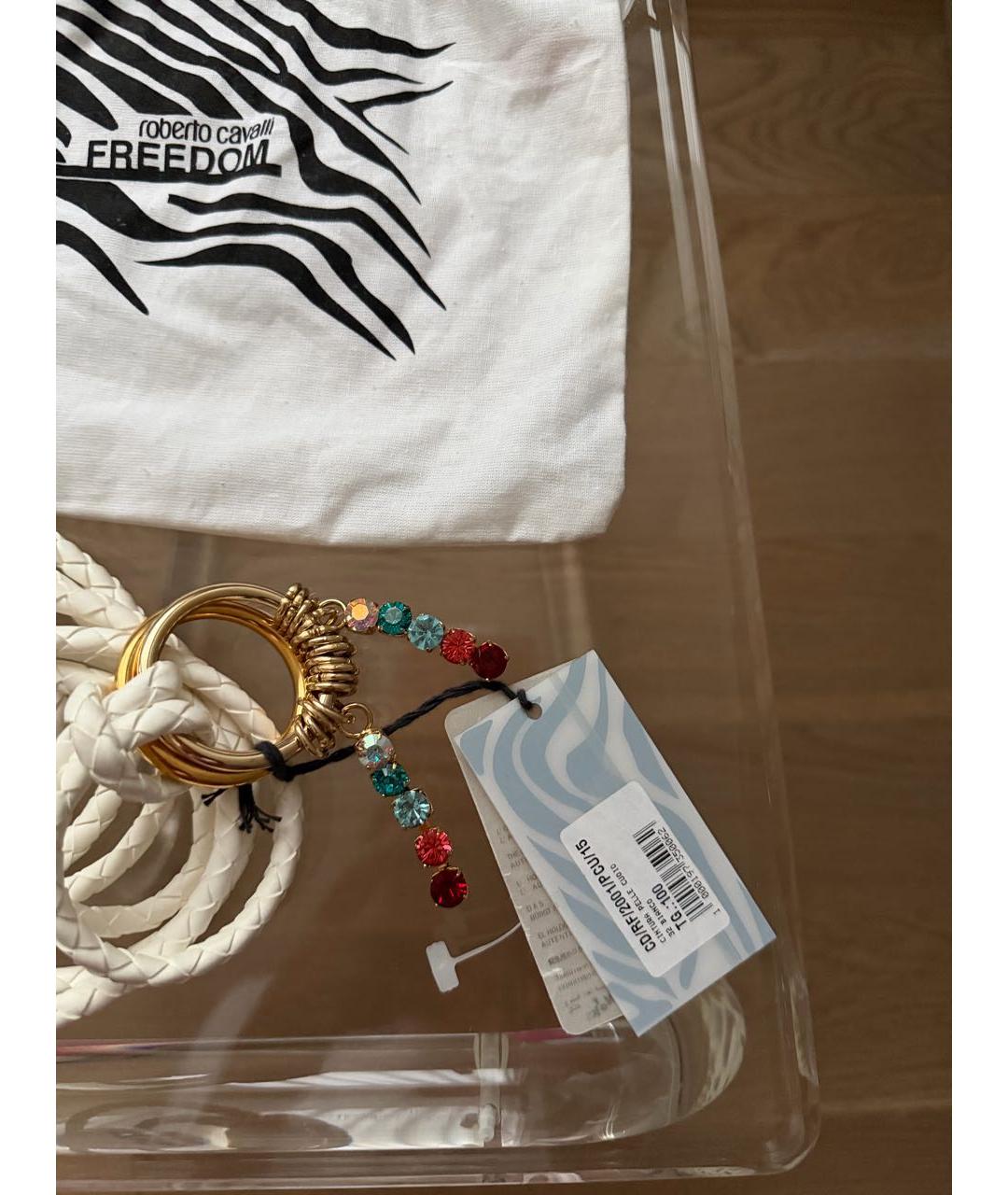 ROBERTO CAVALLI Белый кожаный ремень, фото 2