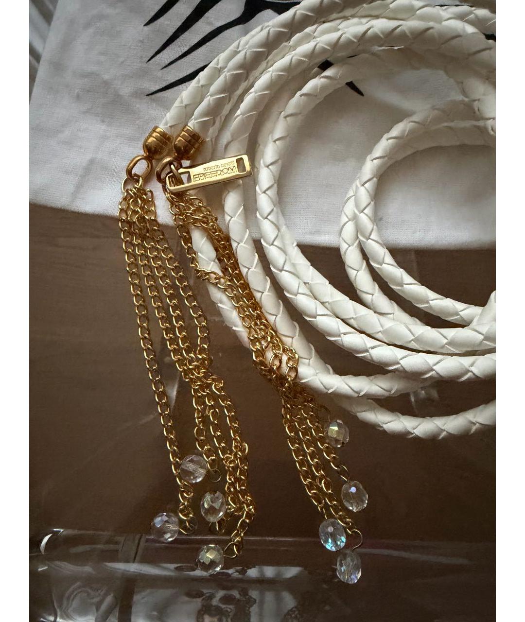 ROBERTO CAVALLI Белый кожаный ремень, фото 3