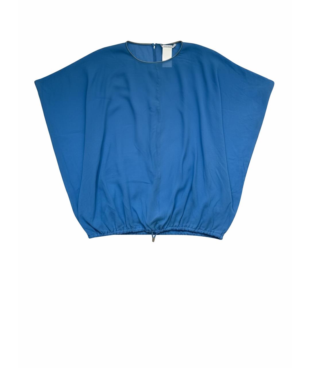 'S MAX MARA Синяя шелковая блузы, фото 1