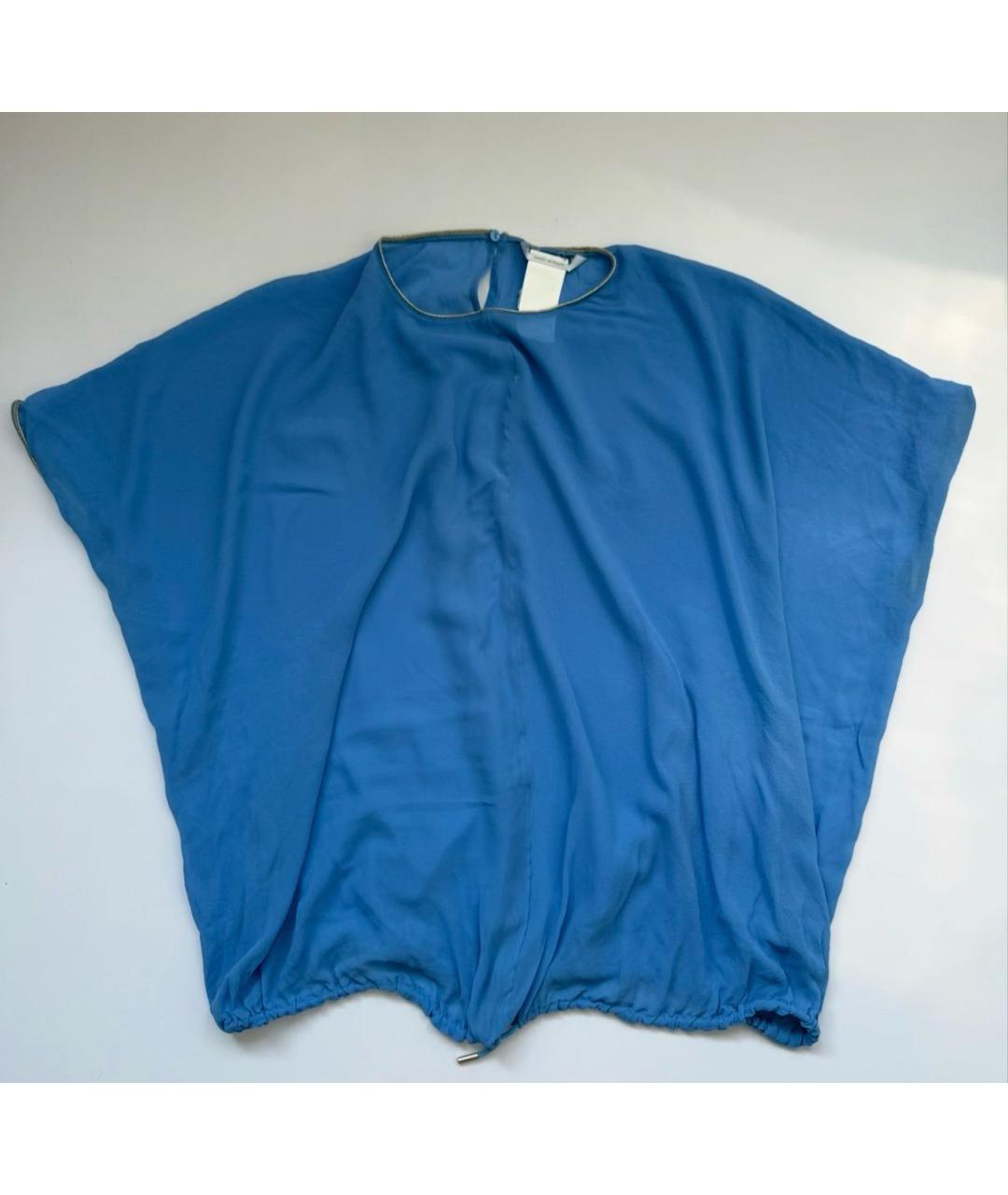 'S MAX MARA Синяя шелковая блузы, фото 5
