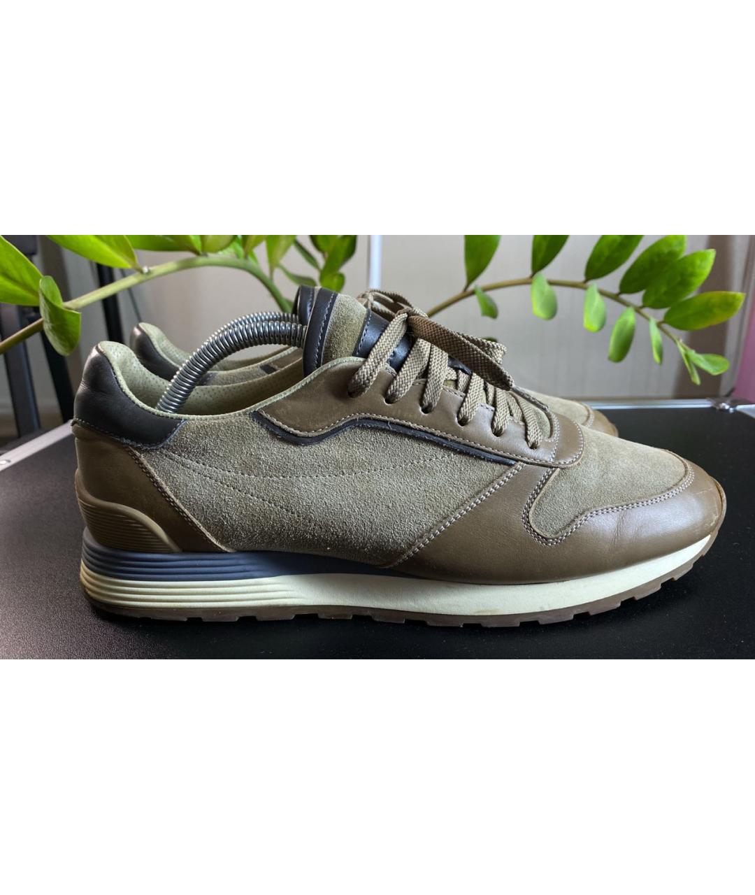 BRUNELLO CUCINELLI Бежевые замшевые низкие кроссовки / кеды, фото 9