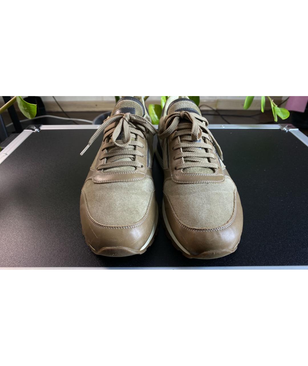 BRUNELLO CUCINELLI Бежевые замшевые низкие кроссовки / кеды, фото 2