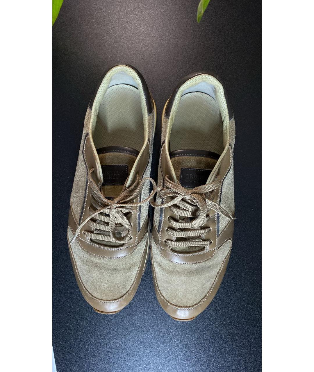 BRUNELLO CUCINELLI Бежевые замшевые низкие кроссовки / кеды, фото 3