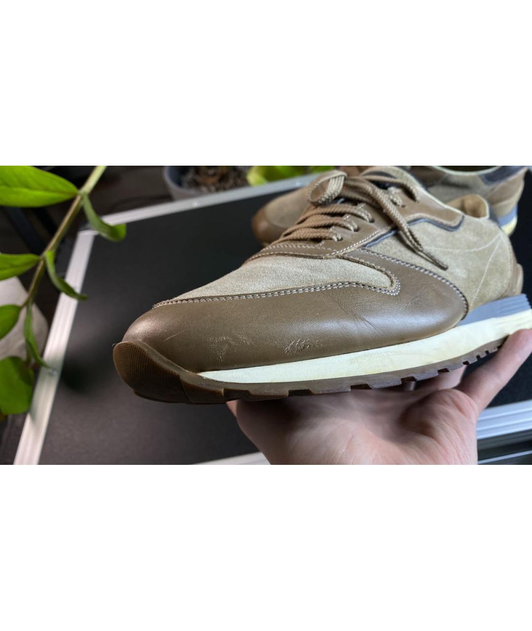 BRUNELLO CUCINELLI Бежевые замшевые низкие кроссовки / кеды, фото 8