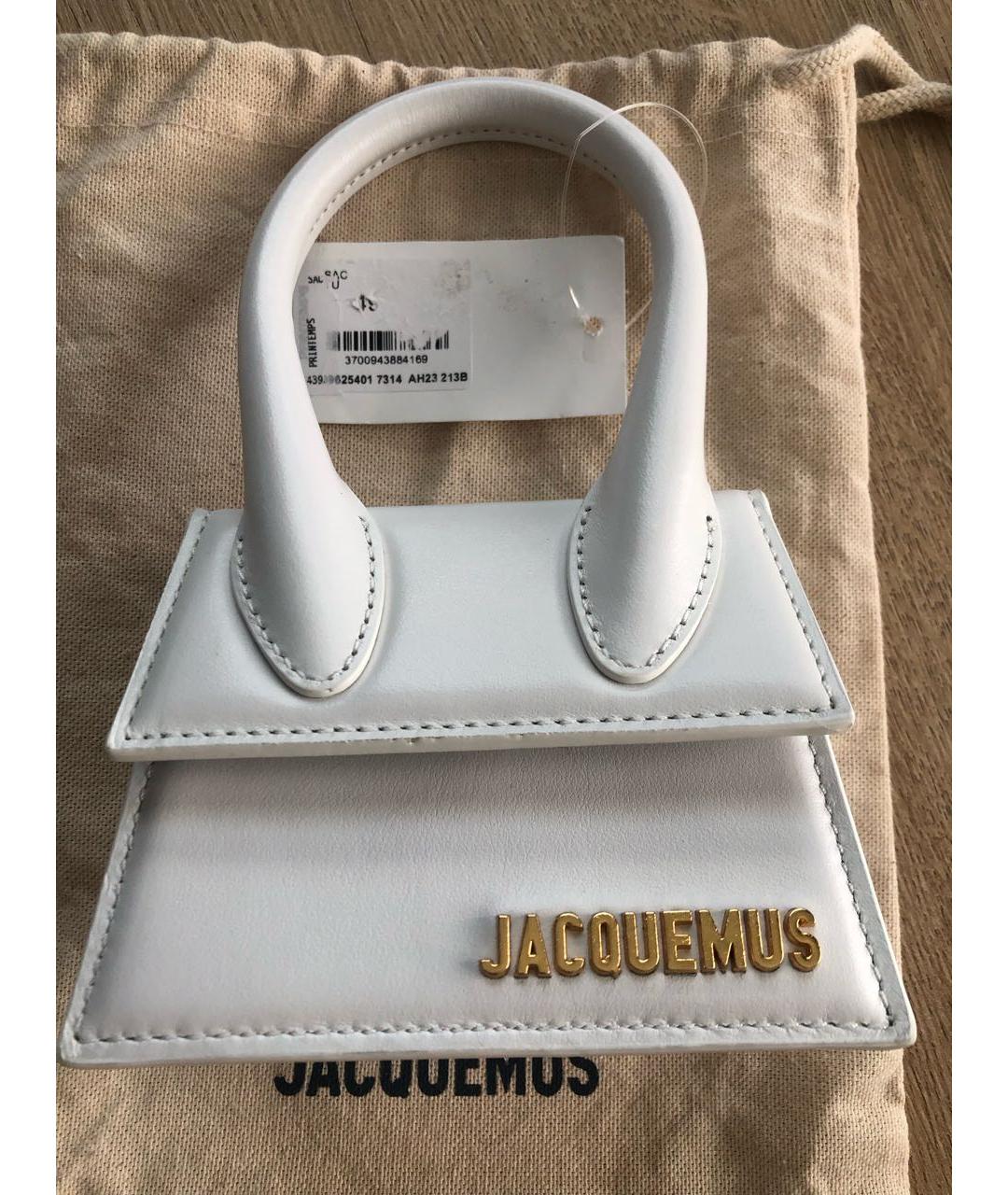 JACQUEMUS Белая кожаная сумка через плечо, фото 9