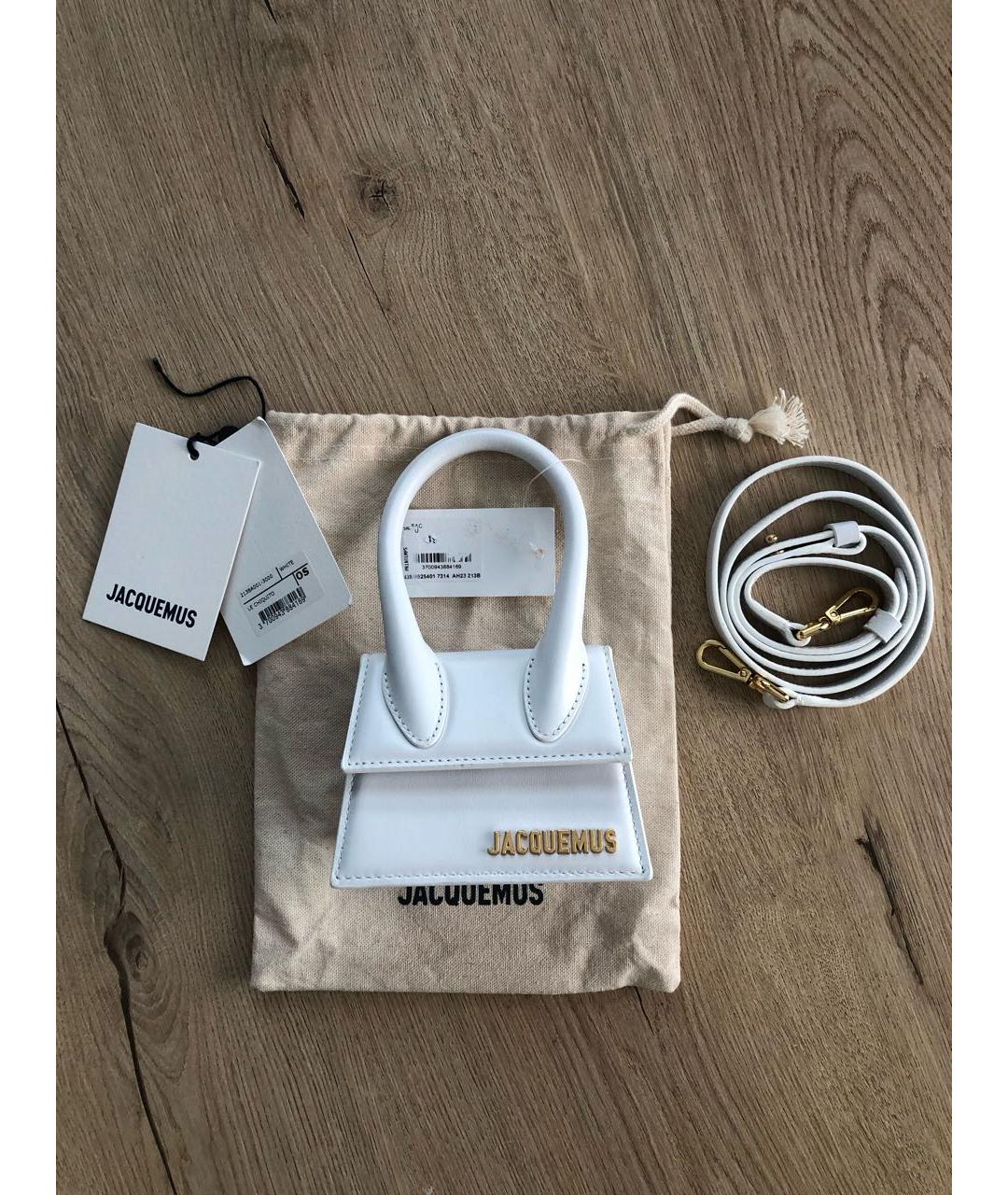 JACQUEMUS Белая кожаная сумка через плечо, фото 5