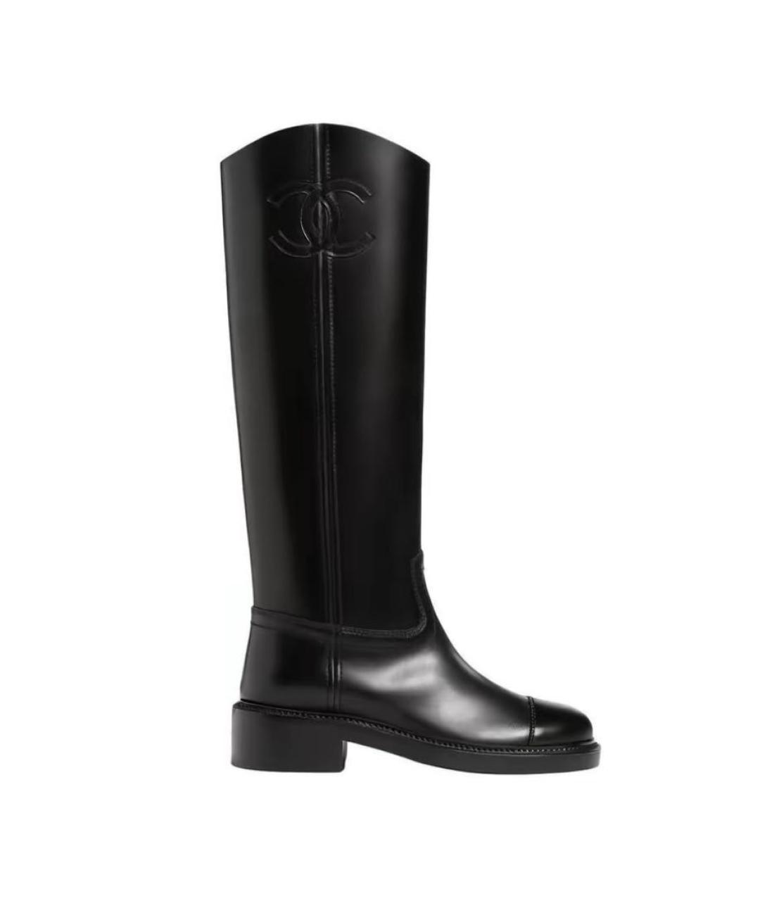 CHANEL Черные кожаные сапоги, фото 7