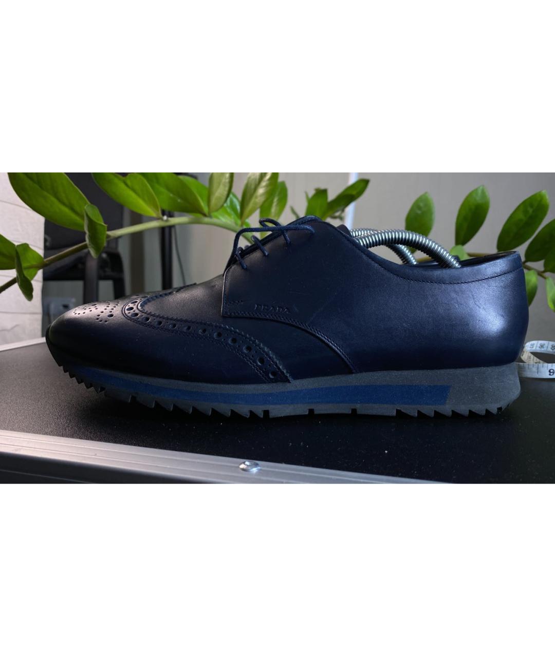 PRADA Темно-синие кожаные туфли, фото 5