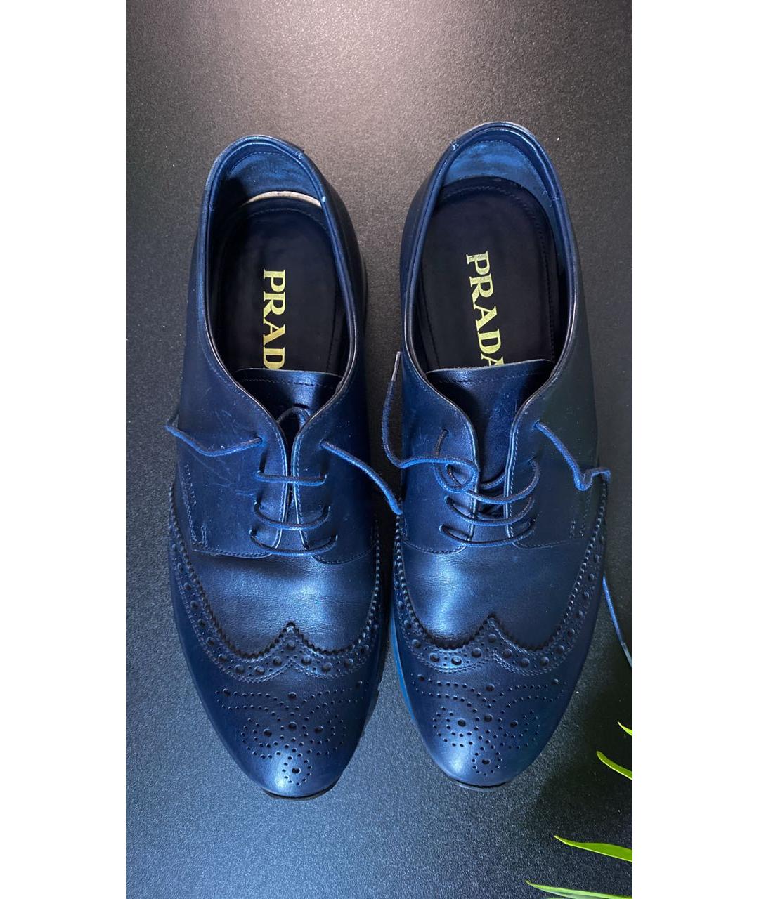 PRADA Темно-синие кожаные туфли, фото 3