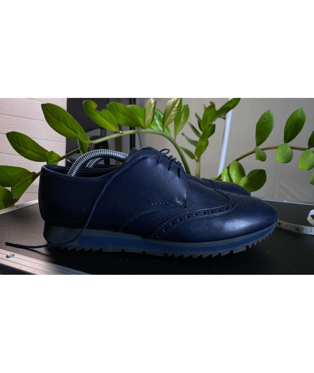 PRADA Темно-синие кожаные туфли, фото 9