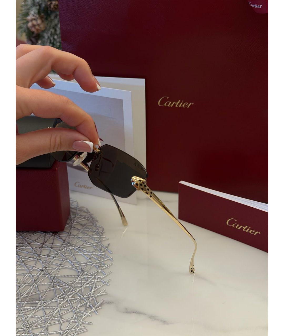 CARTIER Черные металлические солнцезащитные очки, фото 3