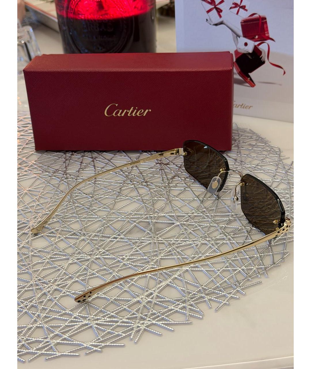 CARTIER Черные металлические солнцезащитные очки, фото 2