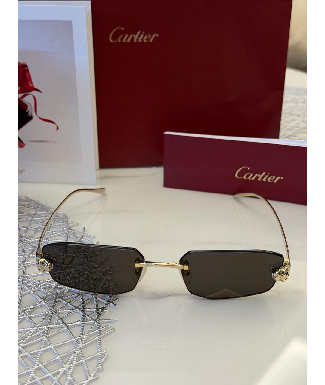 CARTIER Черные металлические солнцезащитные очки, фото 9