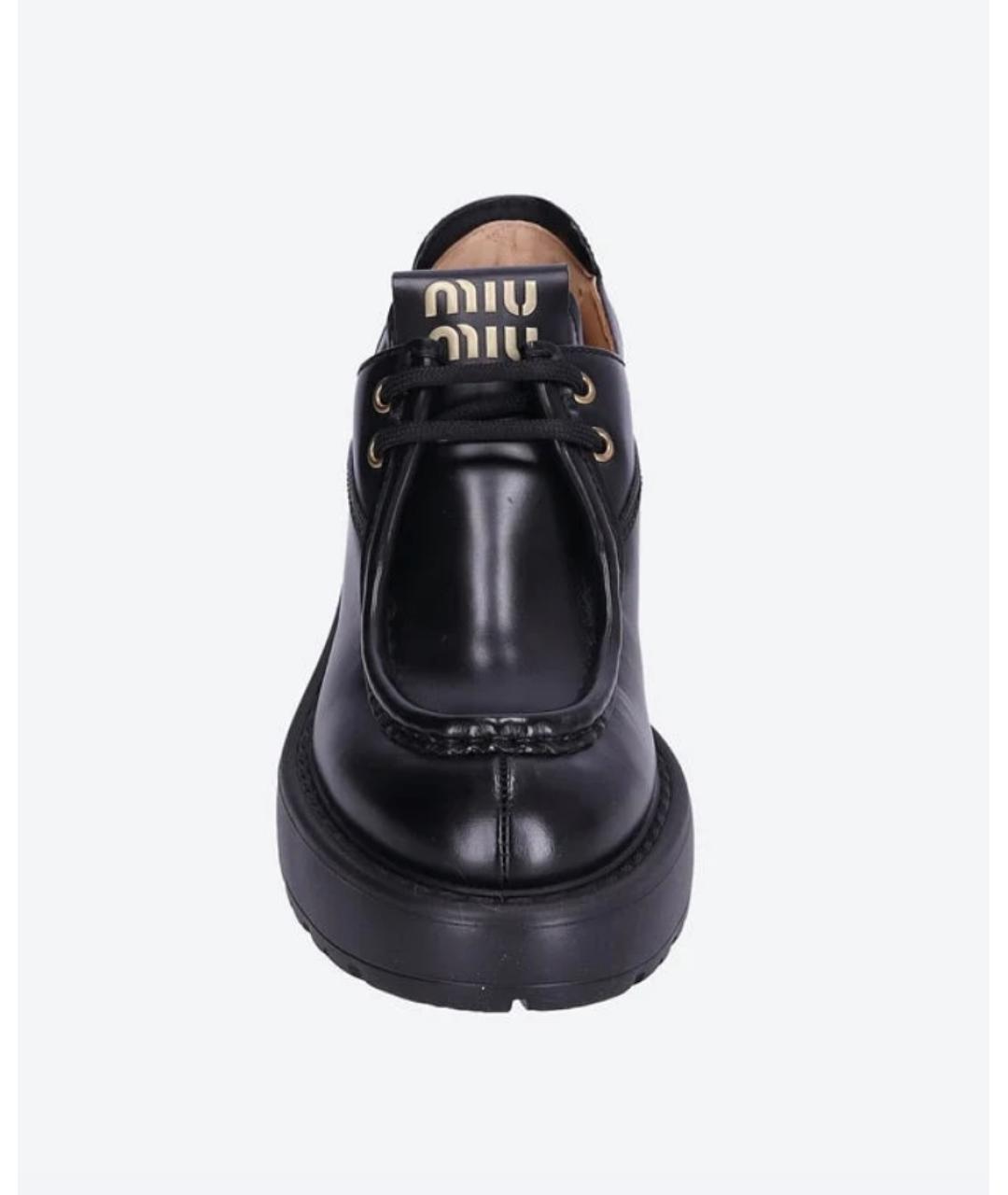 MIU MIU Черные кожаные ботинки, фото 3