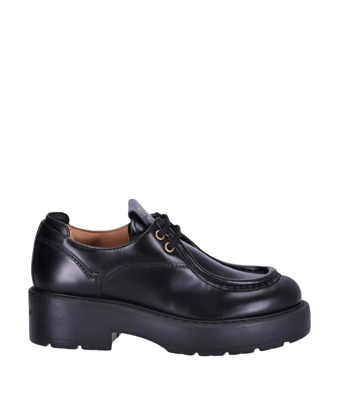 MIU MIU Черные кожаные ботинки, фото 1