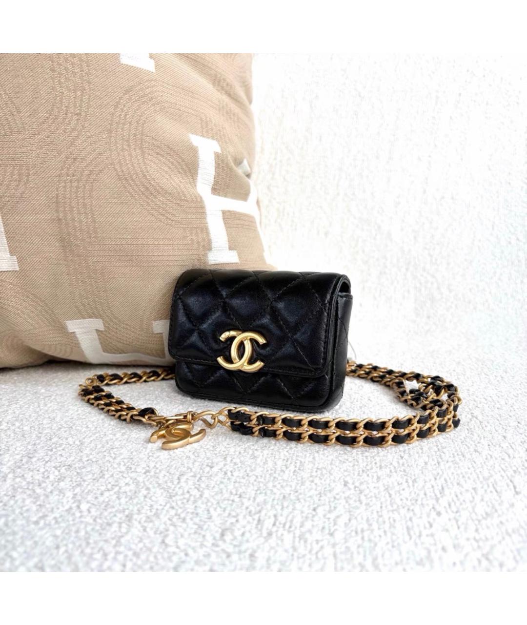 CHANEL Черная кожаная поясная сумка, фото 4