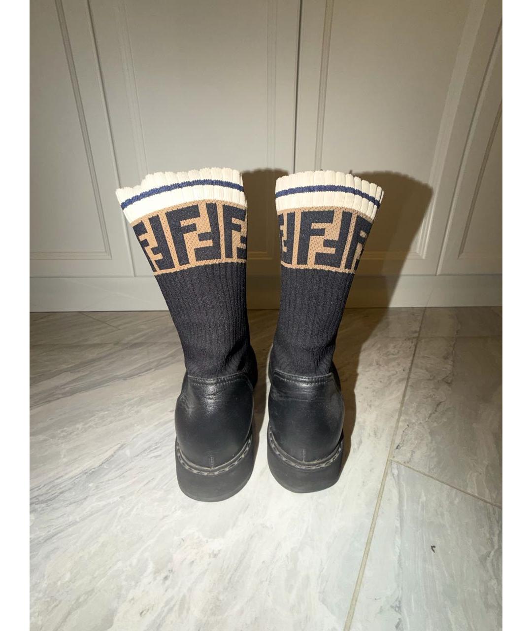 FENDI Черные кожаные ботинки, фото 4