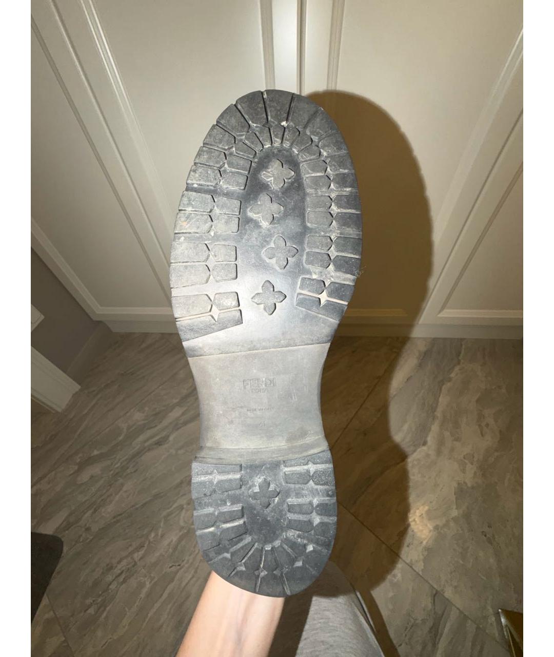 FENDI Черные кожаные ботинки, фото 5