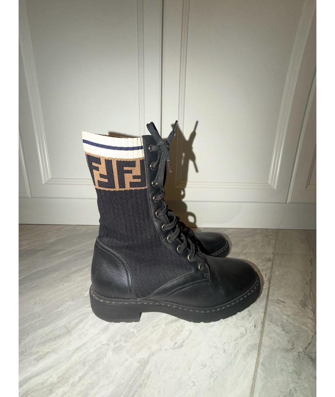 FENDI Черные кожаные ботинки, фото 6