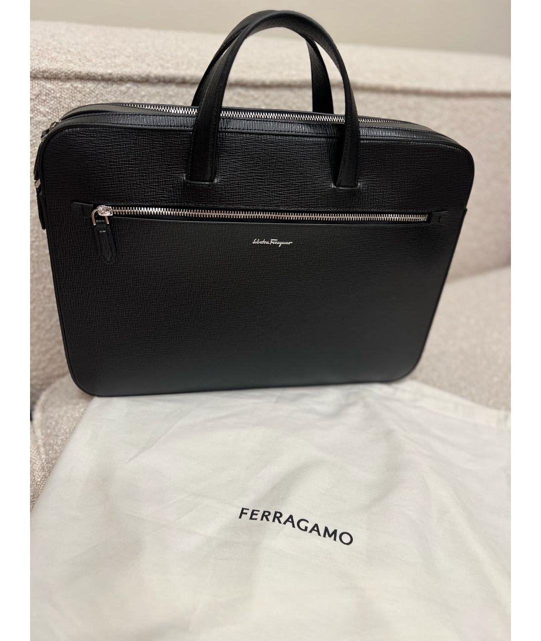 FERRAGAMO Черный кожаный портфель, фото 5