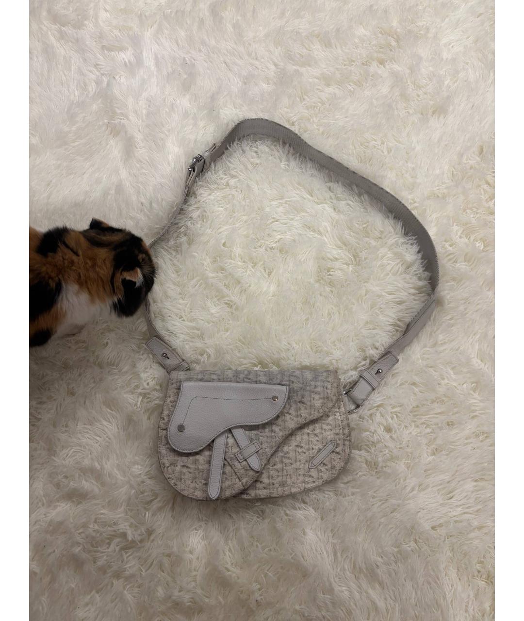 CHRISTIAN DIOR Белая кожаная сумка на плечо, фото 7