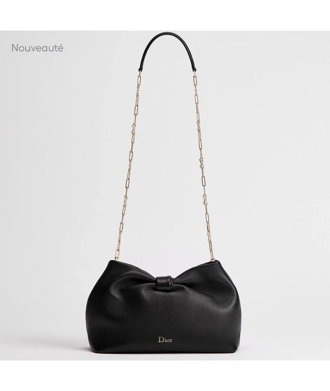 CHRISTIAN DIOR Черная кожаная сумка через плечо, фото 4