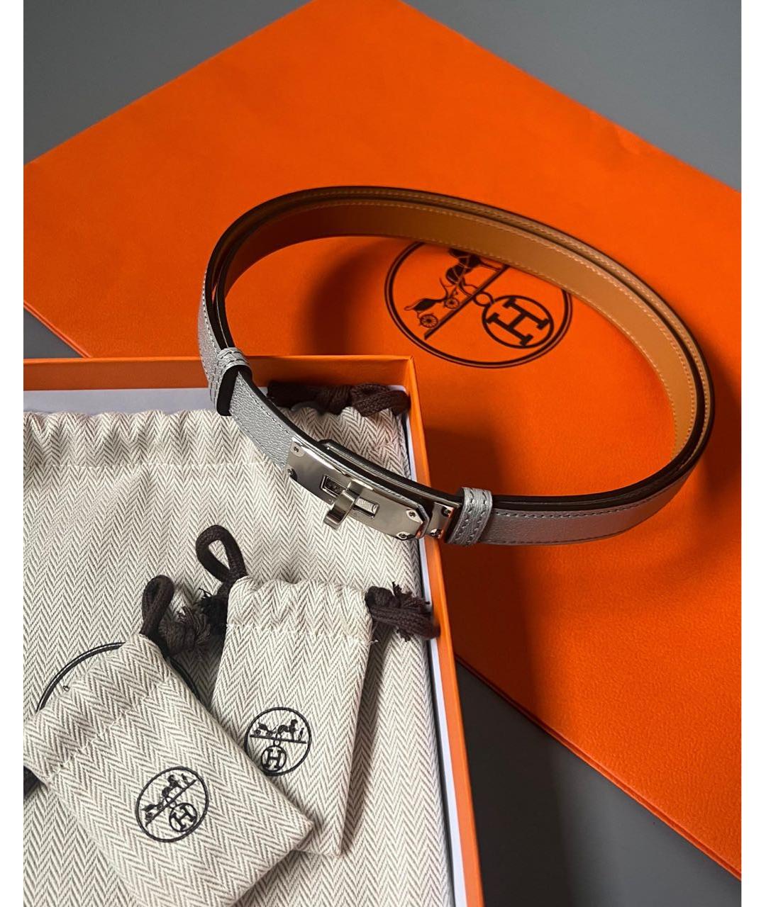 HERMES Серебрянный кожаный ремень, фото 3