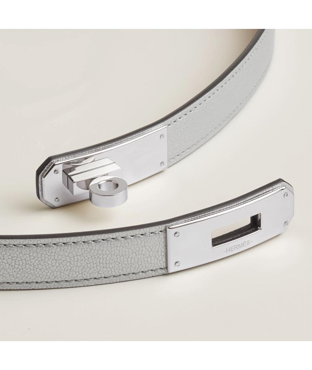 HERMES Серебрянный кожаный ремень, фото 2
