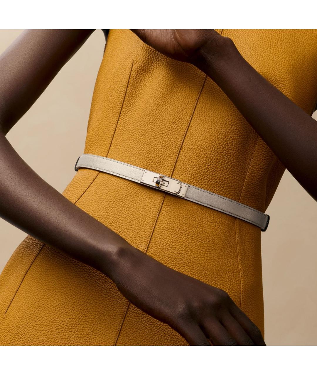 HERMES Серебрянный кожаный ремень, фото 4