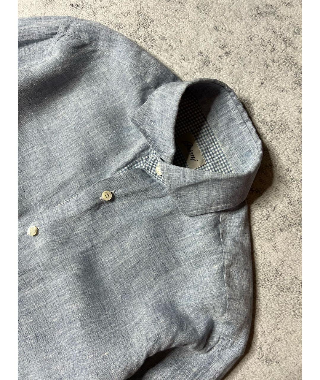 BRIONI Голубая льняная классическая рубашка, фото 4