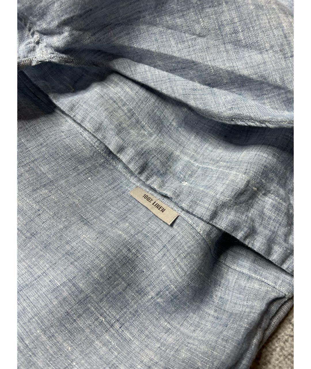 BRIONI Голубая льняная классическая рубашка, фото 6