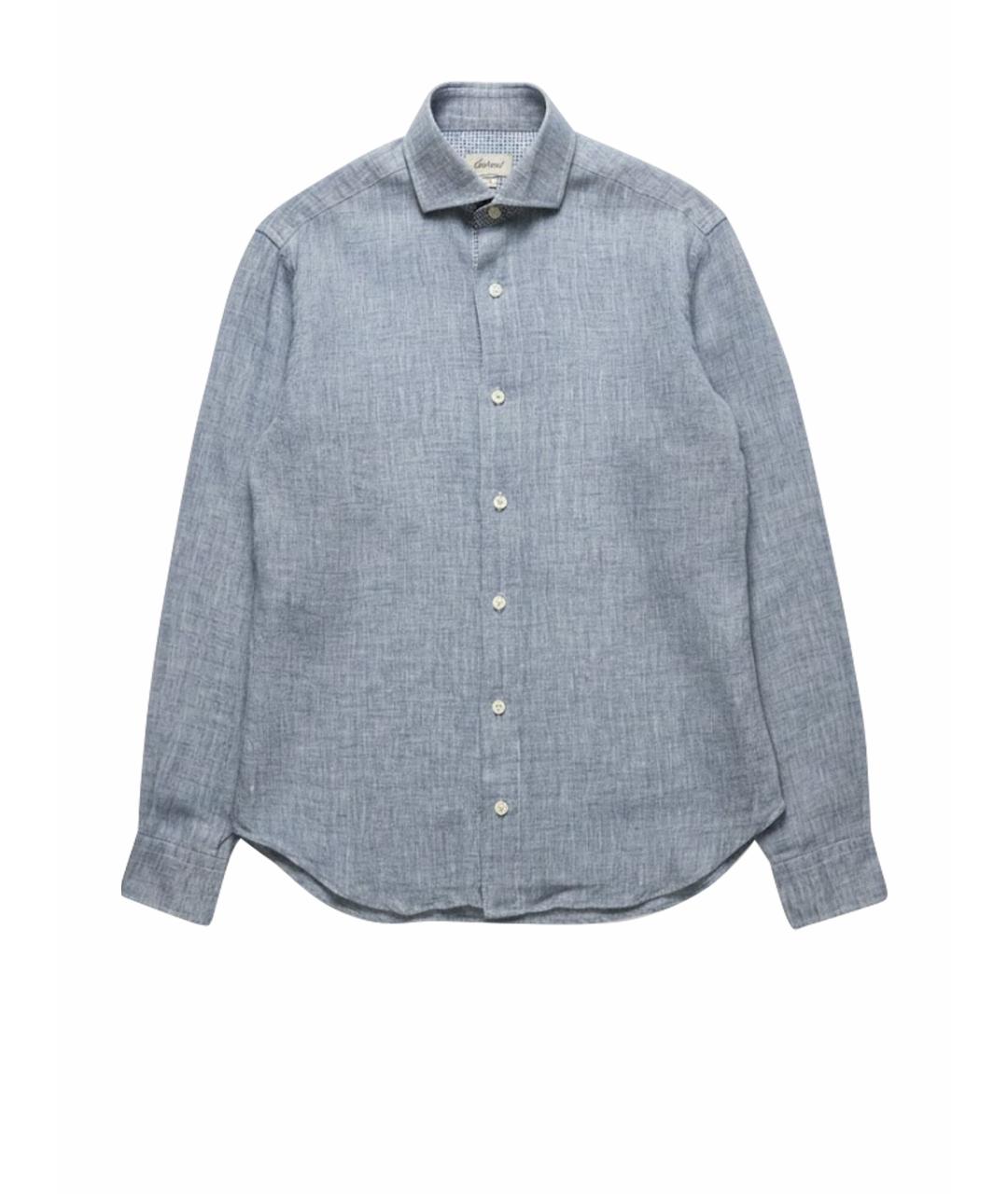BRIONI Голубая льняная классическая рубашка, фото 1